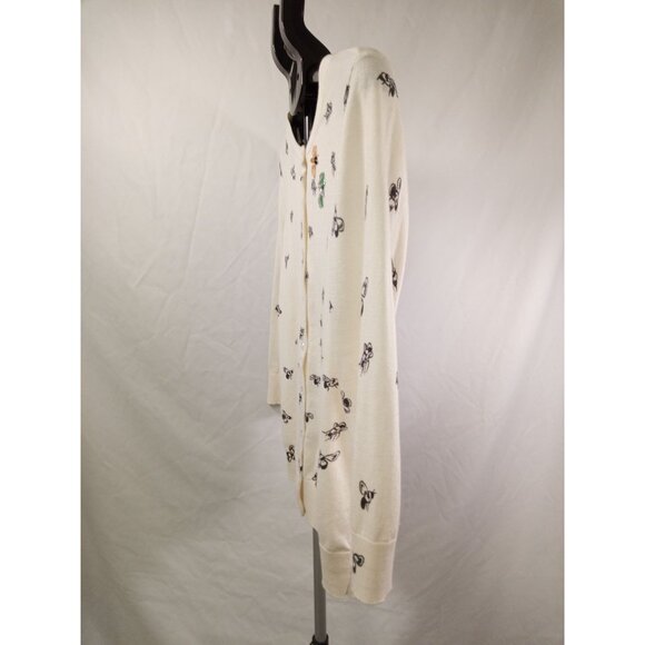 Loft Outlet Women's Cream Black Bumble Bee Cardigan 100% Cotton Size Medium - Picture 2 of 7